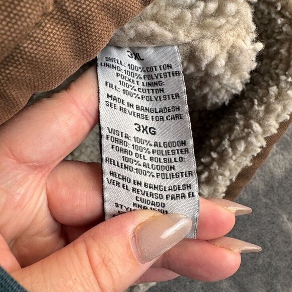 Wrangler Men's 3XL Sherpa Lined Canvas Jacket Barn Coat Brown Chore Utility - Picture 7 of 10